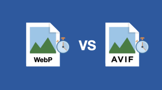 Web sitesi hızı için WebP ve AVIF resim formatlarını karşılaştıran bir grafik. Her dosya ikonunun yanında, yükleme performansını simgeleyen bir kronometre bulunuyor.