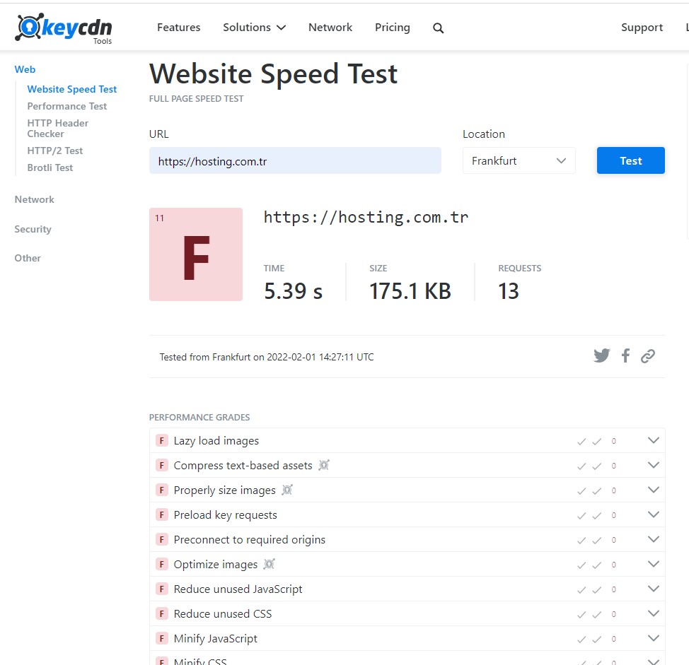 KeyCDN Website Speed Test