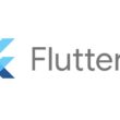 Google tarafından geliştirilen Flutter mobil uygulama geliştirme çerçevesinin logosu. Mavi tonlarda stilize bir 'F' harfi ve yanında gri renkli 'Flutter' yazısı yer alıyor.