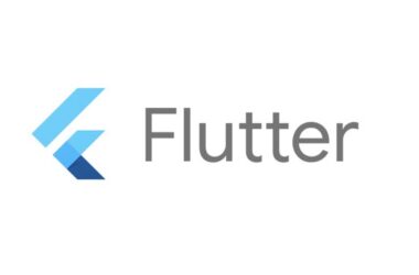 Google tarafından geliştirilen Flutter mobil uygulama geliştirme çerçevesinin logosu. Mavi tonlarda stilize bir 'F' harfi ve yanında gri renkli 'Flutter' yazısı yer alıyor.