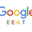 Çok renkli Google logosunun altında, markanın SEO kalite kriterleri olan E-E-A-T (Deneyim, Uzmanlık, Otorite, Güven) baş harfleri, içeriğin önemini vurgulamak için sıralanıyor.