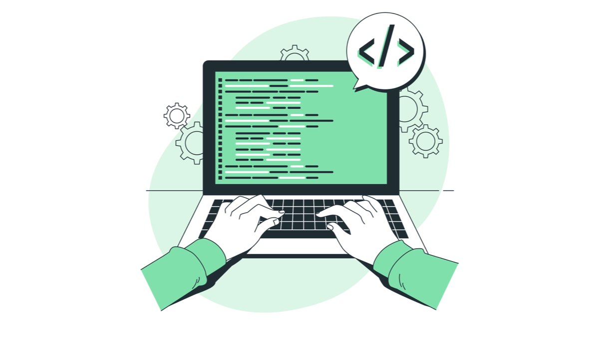 Popüler Python kütüphaneleri ile dizüstü bilgisayarında kod yazan bir geliştirici. Arka plandaki dişli çarklar, kütüphanelerin kodlama sürecini basitleştirme ve verimliliğini temsil ediyor.