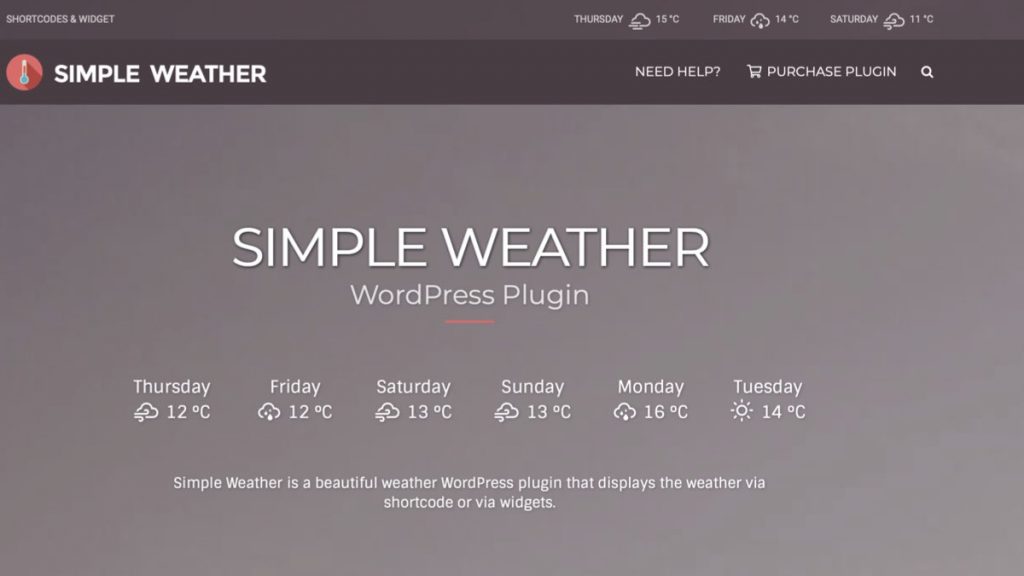 Weather WordPress Shortcode & Widget